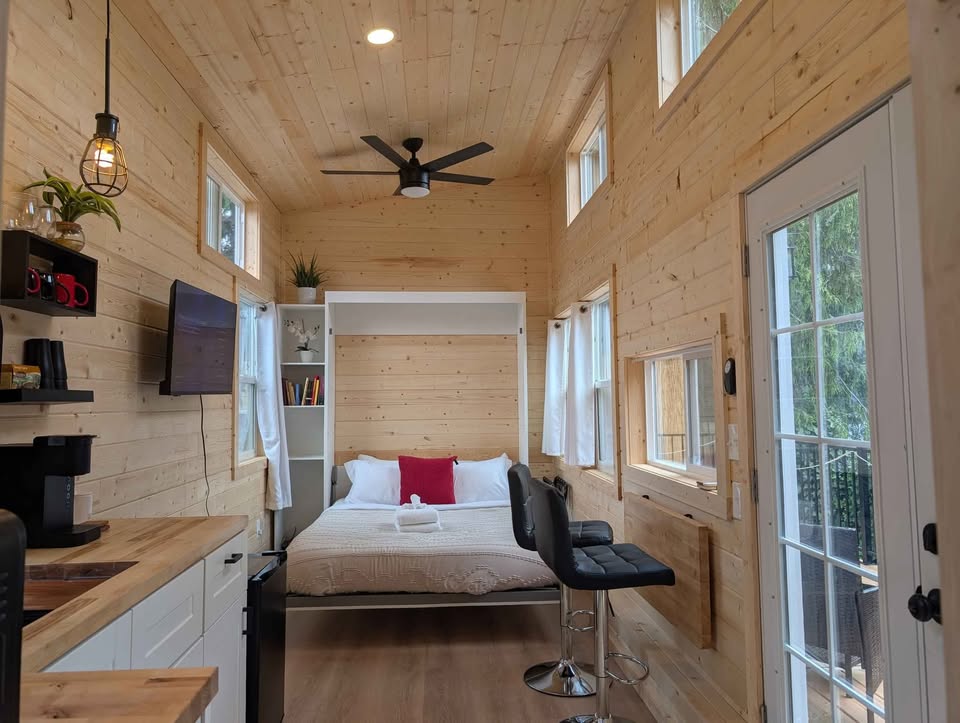 Tiny Home One Slope Style Double French Door